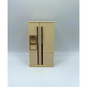 Vintage TOMY 1:16 Mini Fridge Japan Beige Plastic Dollhouse Kitchen Toy